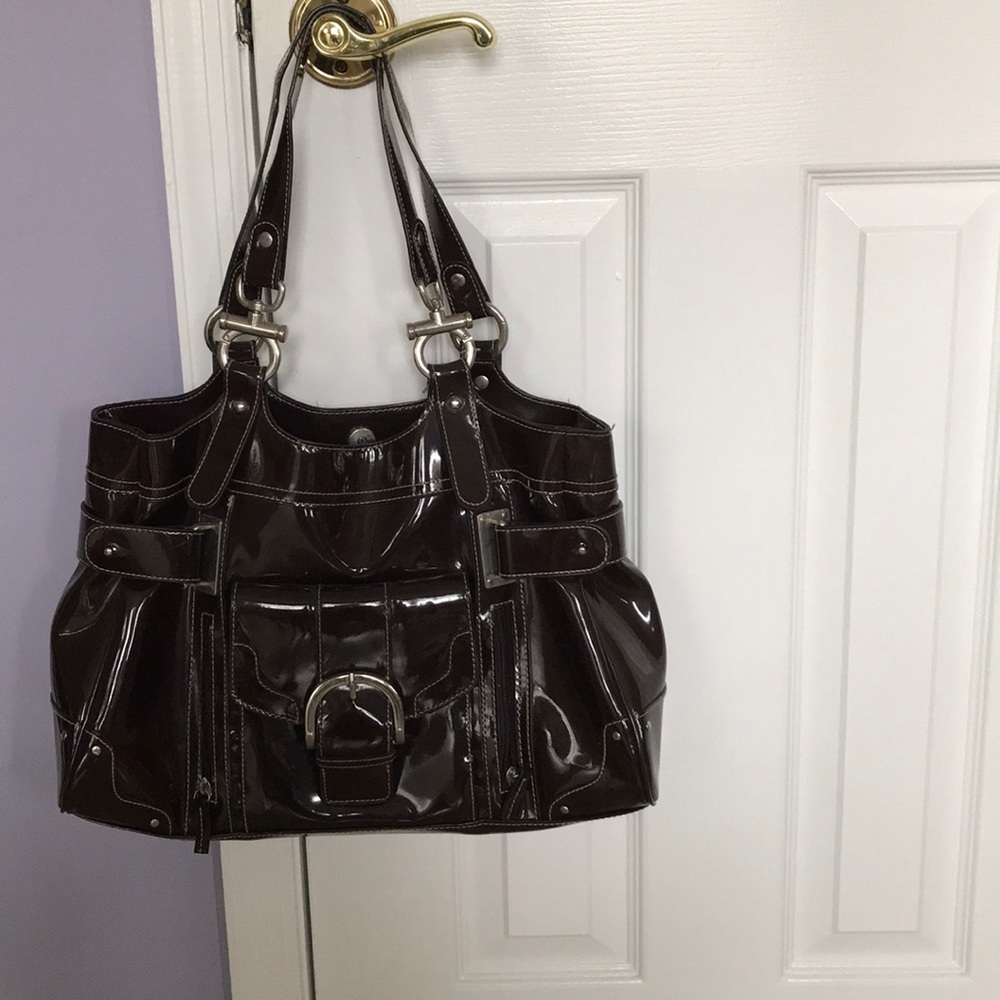 Worthington chocolate brown patten purse